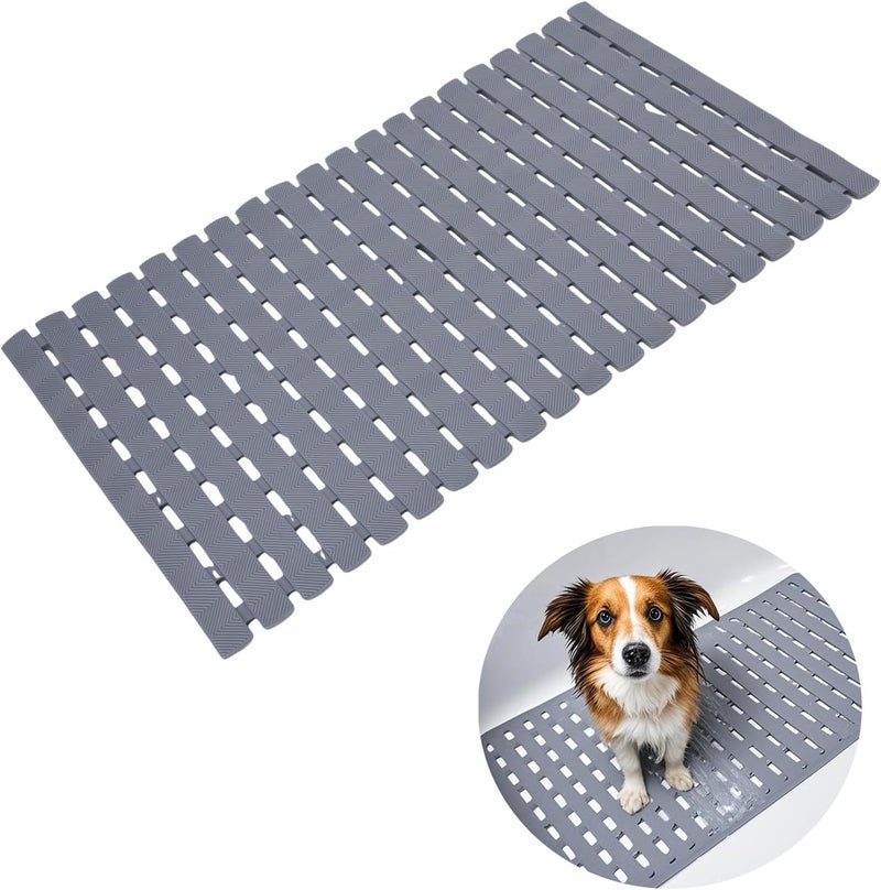 Wiojtry Bathtub Shower Mat, Pet Dog Bathing Non-Slip Mat, Dog Bath mat for tub, Quick Drain Bathtub Mat with Suction Cups & Drain Holes for Bathroom, 27.1x15.7 Inch - Image 1